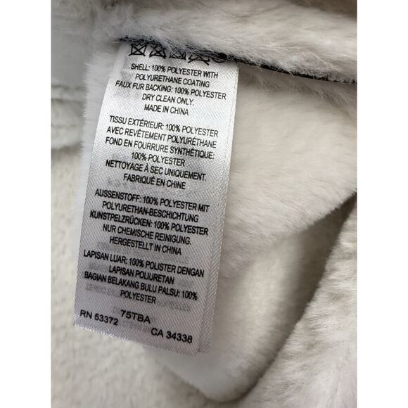 French Connection Faux Shearling Aviator Jacket Black White XL US 12 - Picture 9 of 10